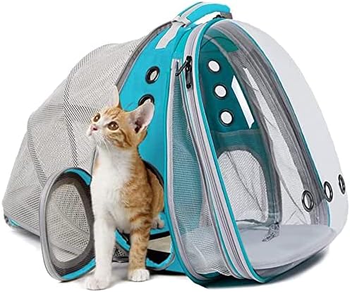 Cat Backpack Carrier Pet Dog Expandable Carriers Bag with Space Capsule Clear Bubble Window for Kitten Small Puppy and Bunny Cats Travel Hiking Walking Outdoor Use