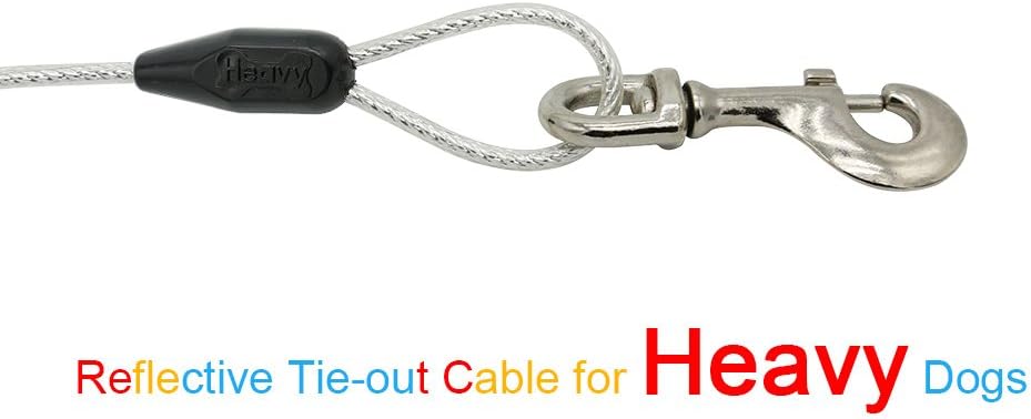 Petest 25ft Reflective Tie-Out Cable for Small Dogs Up to 35 Pounds