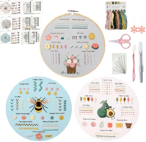 Purilite Select 3-Sets Flower Embroidery Kit