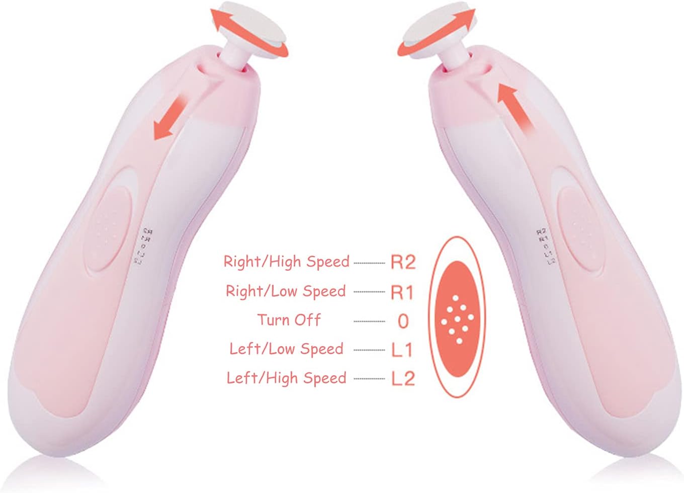 Baby Nail Trimmer - Electric Safe Baby Nail File, Trim Polish Grooming kit, Safe for Infant Newborn Toddler Girls Boys Adults, 6 Grinding Heads, with LED Light, Pink