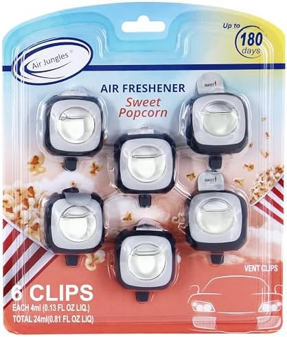 Air Jungles New Car Scent Car Air Freshener Clip, 6 Car Freshener Vent Clips, 4ml Each, Long Lasting Air Freshener for Car, Up to 180 Days Car Refresher Odor Eliminator - PuriLite