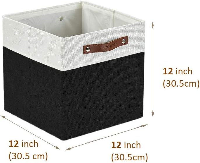 DECOMOMO Fabric Cube Storage Bin - Storage Baskets for Shelves, Kallax (Grey & White, 13 inch Cube) - 4 Pack