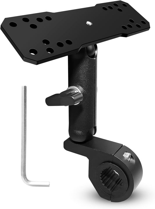 Fish Finder Mount Compatible with Garmin Lowrance Humminbird Sonars, Marine-Grade Fish Finder Mounting Bracket with Pipe Clamps 0.8-1.4 Inch, Depth Finder Holder for Marine Boat Kayak Pontoon Canoe