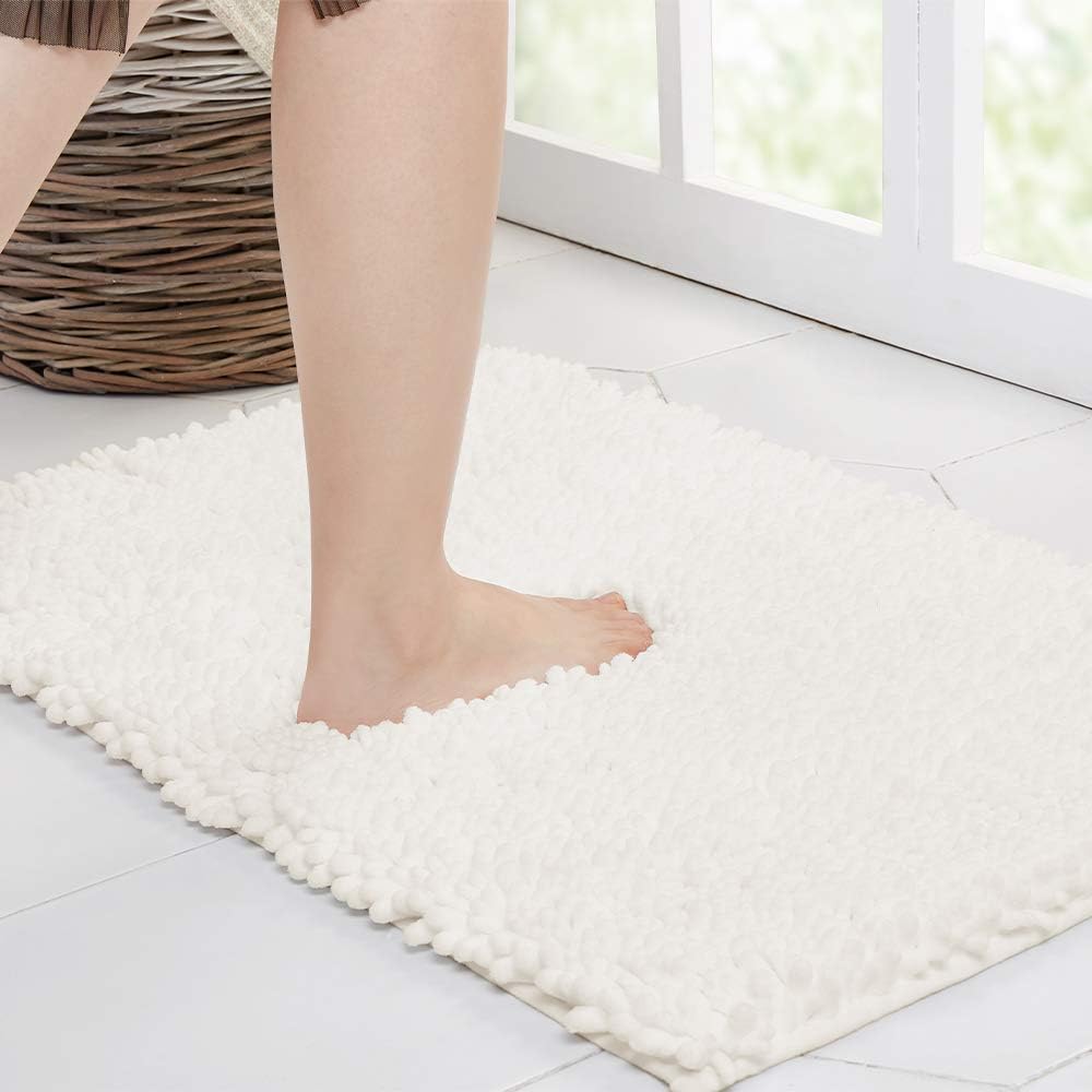 Walensee Bathroom Rug Non Slip Bath Mat (24x17 Inch Blush) Water Absorbent Super Soft Shaggy Chenille Machine Washable Dry Extra Thick Perfect Absorbant Best Small Plush Carpet for Shower Floor