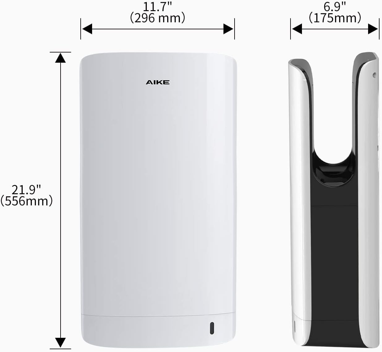 AIKE HEPA Filtered Vertical Hand Dryer Slim, 110-130V Silver 2023 New Version Model AK2065
