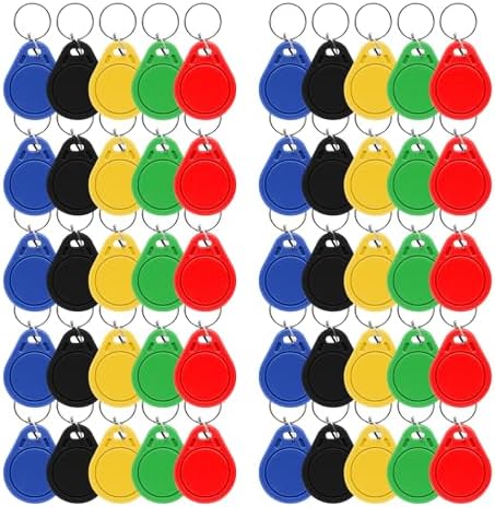 RFID Key Fobs 125KHz 50 PCS, T5577 Proximity ID Tag Rewritable Keypad Card Door Lock Entry Access Control System Fob Tag Wholesale (Black)