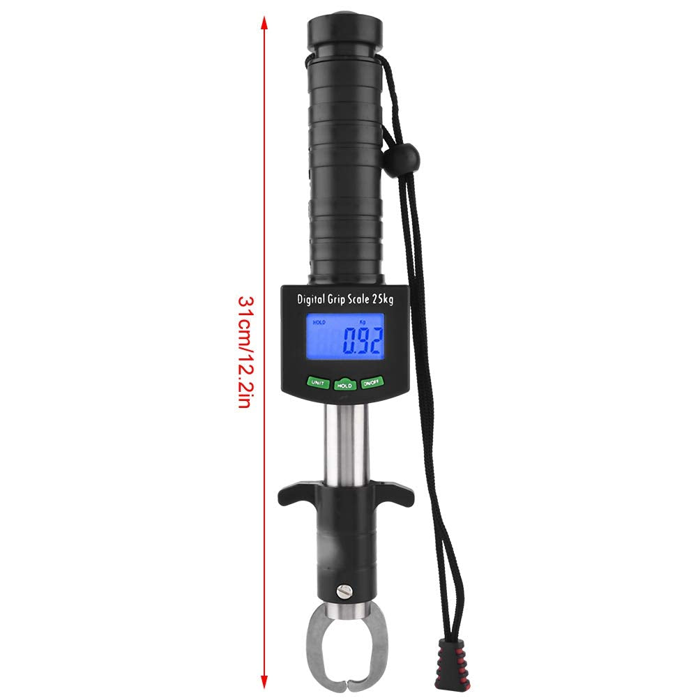 3 in 1 Digital Fish Grip Scale 25Kg/55Lb Fish Lip Gripper Grabber with 1M Tape Measure, Fish Holder Scale, Digital Fish Scale with Tape 50 Black