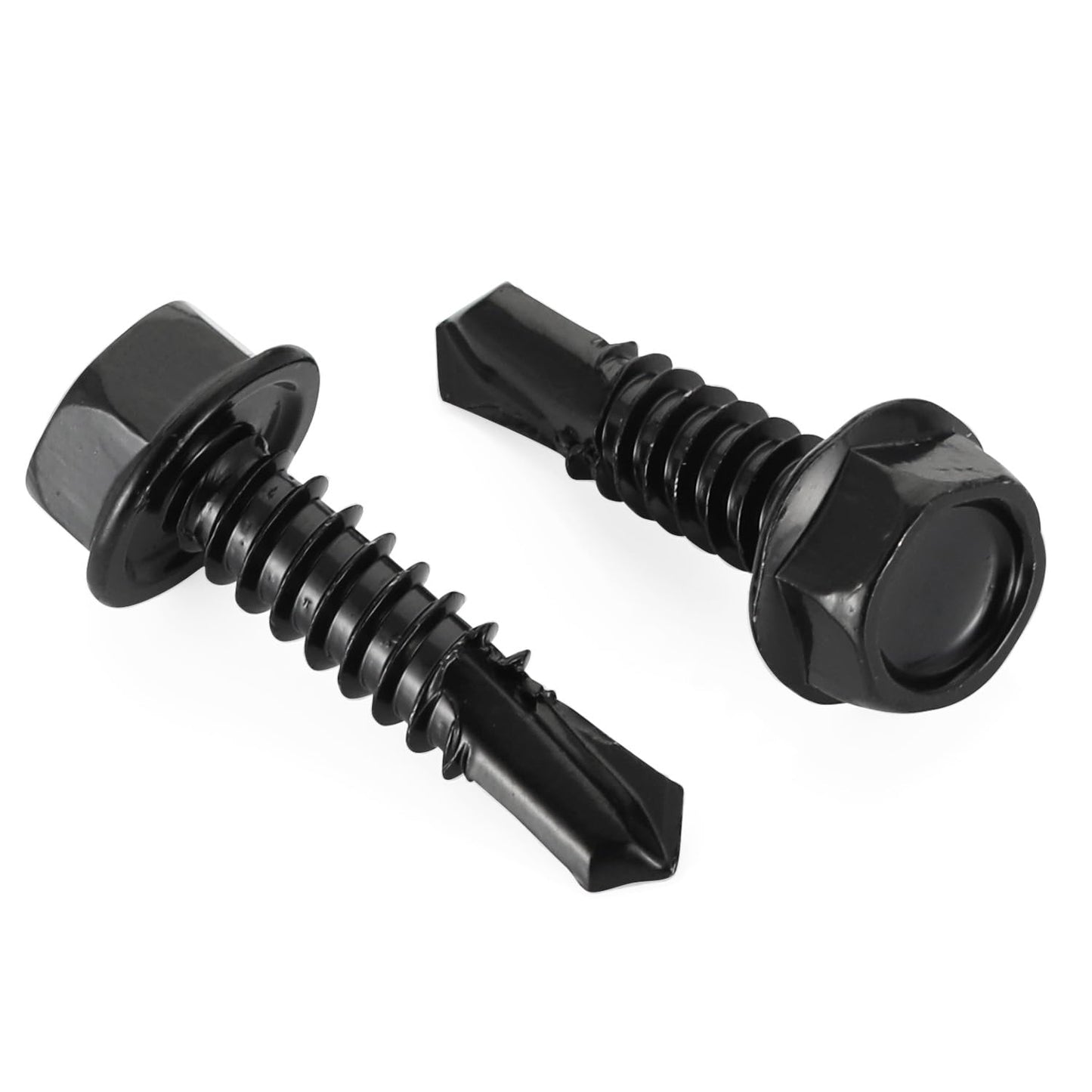 #10 x 1 Hex Washer Head Self Tapping Drilling Screws Black Oxidized, 410 Stainless Steel, 100 PCS