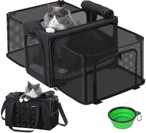 Approved Collapsible Cat Soft-Sided Carriers, Breathable Pet Carriers up to 5kg/12lbs, Portable Dog Carrier Great for Travel, Outdoor, Hiking, Camping(Gray)