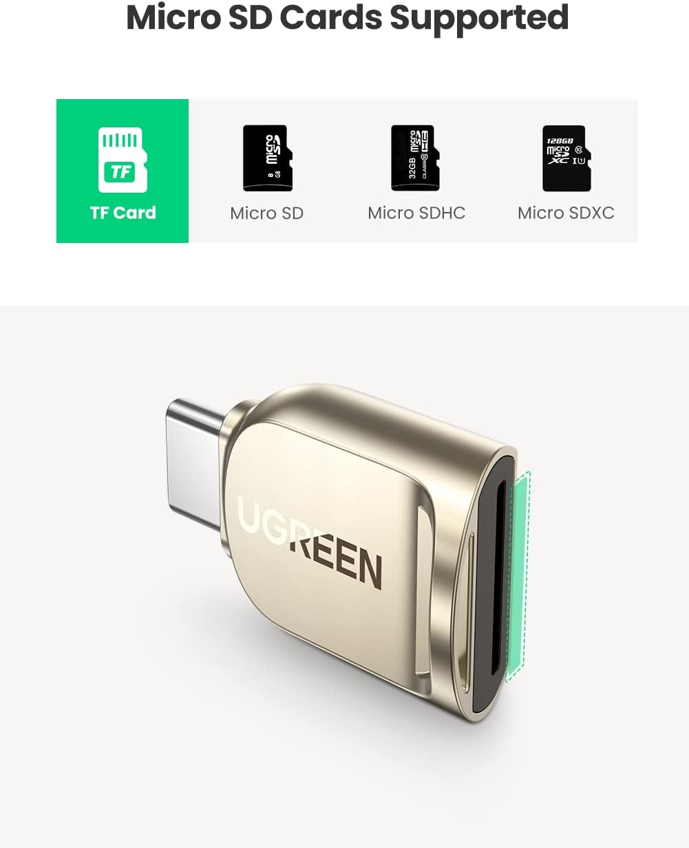 UGREEN Micro SD Card Reader USB C Memoery Card Adapter for TF, Micro SDXC SDHC UHS-I for Mac, Windows, Lixus PC, Galaxy Note 20, S20
