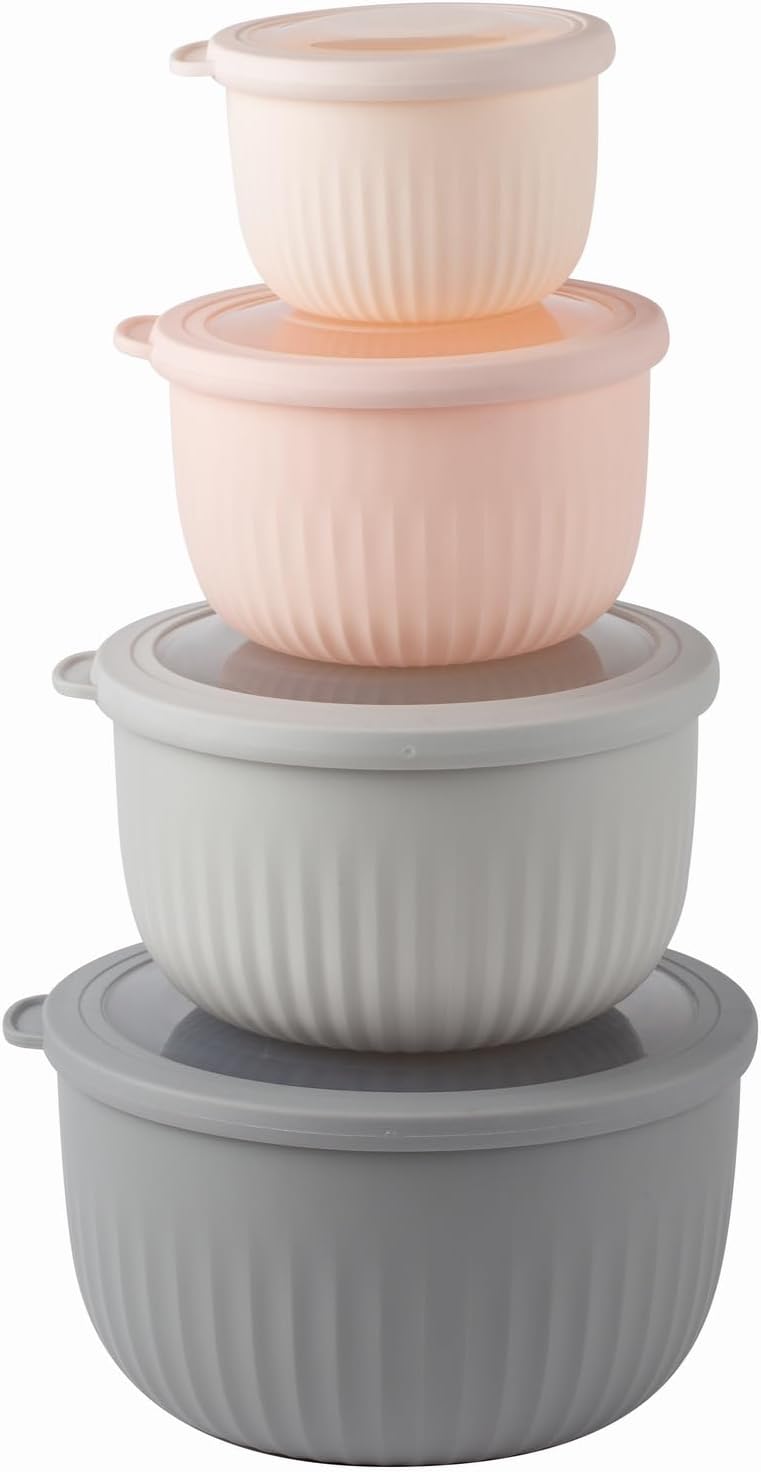 COOK WITH COLOR Prep Bowls with Lids- 8 Piece Nesting Plastic Small Mixing Bowl Set with Lids (Teal Ombre)