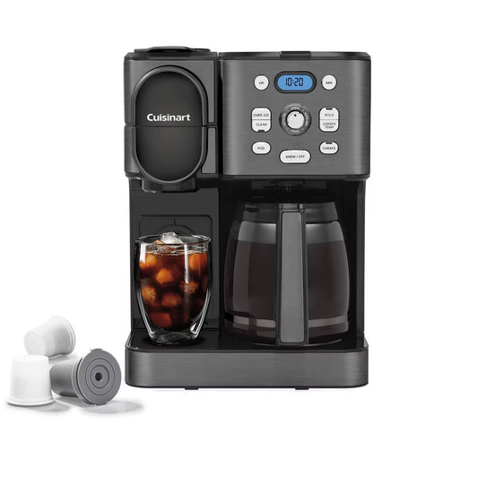 Cuisinart Coffee Center 2-IN-1 Coffee Maker and Single-Serve Brewer -Black Stainless Steel- SS-16BKS: Programmable K-Cup & Ground Coffee Machine