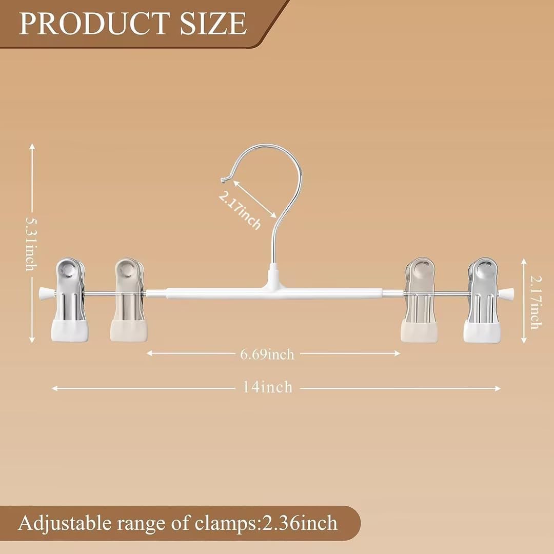 14Inch Black Pants Hangers with Clips 10 Pack Adjustable Skirt Hangers for Women Non-Slip Trousers Hanger for Jeans Clothes Hangers for Pants Heavy Duty Space Saving Shorts Hangers