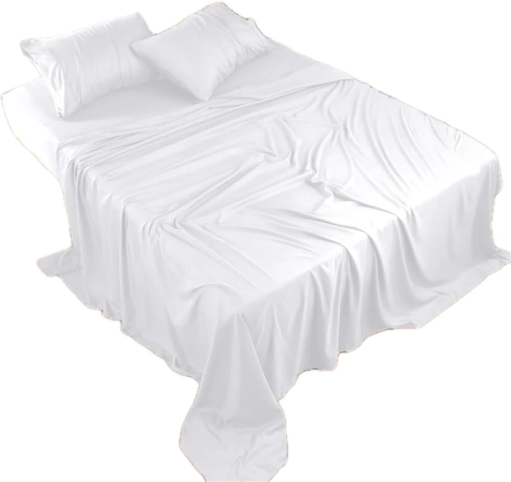100% Egyptian Cotton Queen Sheet Set – 4-Piece, 800 Thread Count, White – Luxury Hotel Quality Bedding, Fits 14” Deep Mattress, Oeko-TEX Certified - Ultra Soft & Breathable (Queen Size)