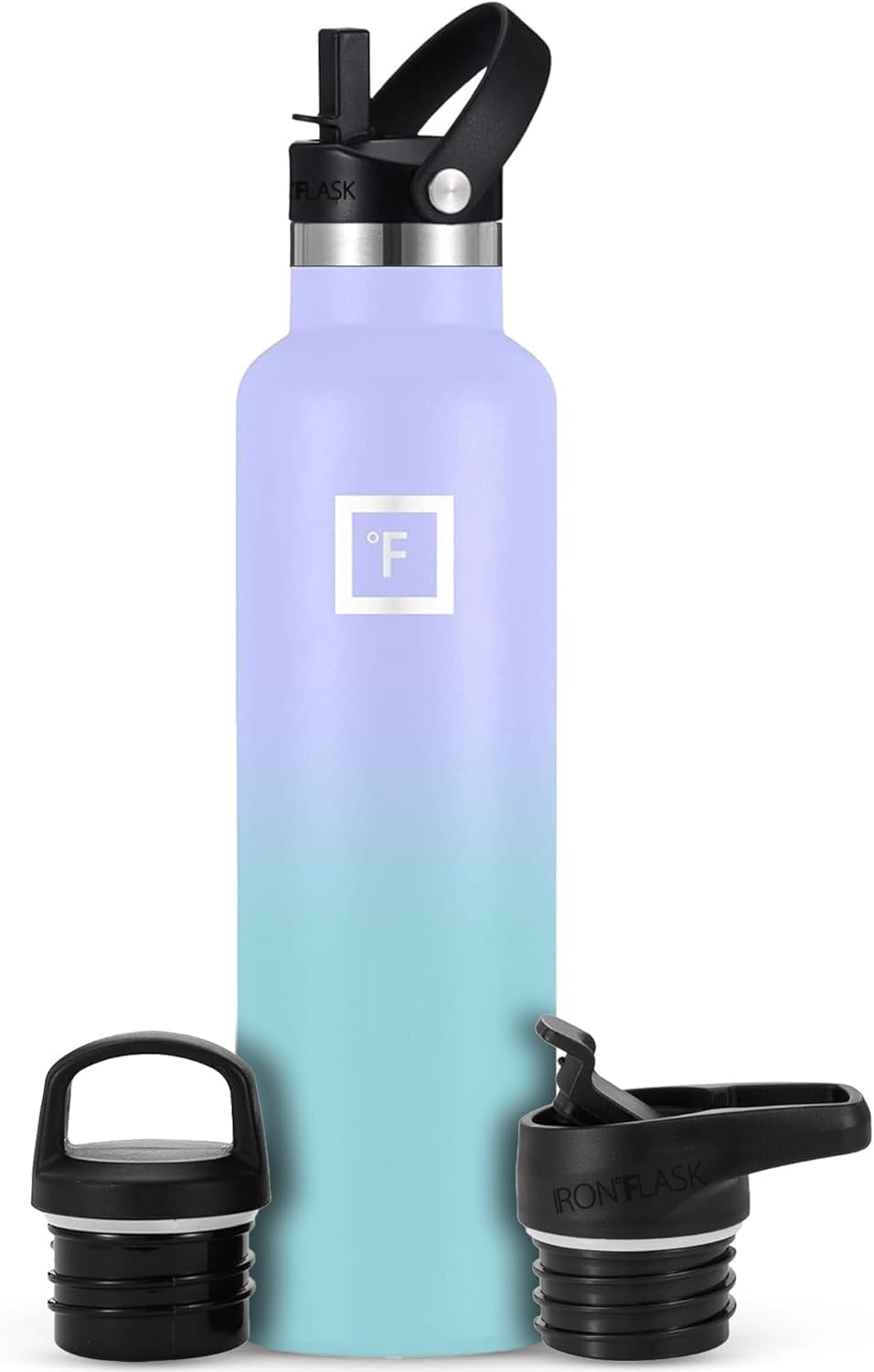 Camping & Hiking Hydration Canteens - 24oz 3 Lids (Narrow Straw/Spout Lid) Leak Proof Vacuum Insulated Stainless Steel - Hot & Cold Double Walled Sports Water Bottle