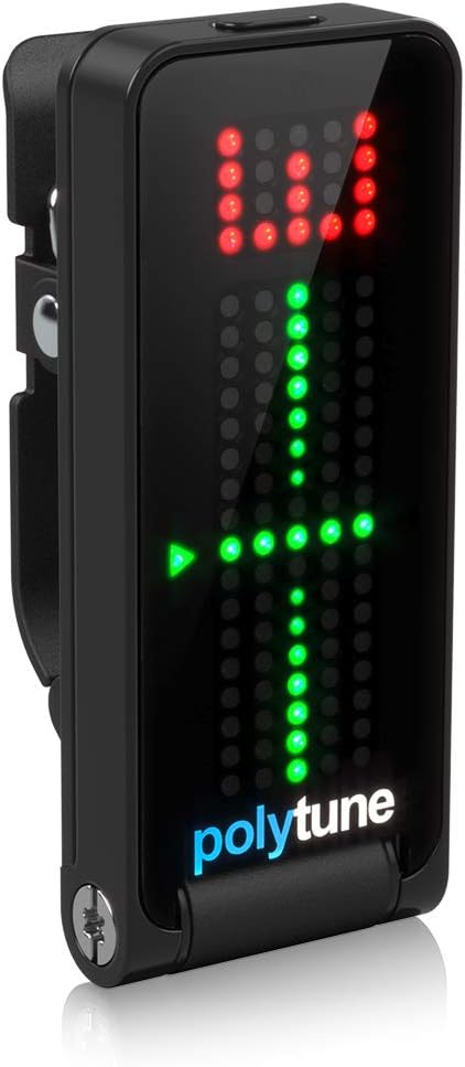 TC Electronic POLYTUNE CLIP Clip-On Tuner with Polyphonic, Strobe and Chromatic Modes and 108 LED Matrix Display for Ultimate Tuning Performance