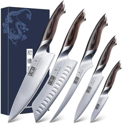 HOSHANHO 16-Piece Knife Set, Japanese High Carbon Stainless Steel Kitchen Knife Set, Ultra Sharp Chef Knife Block Set with Sharpener
