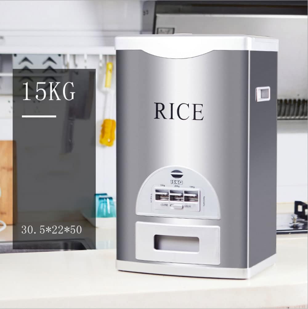 Rice Tank Rice Storage Rice Storage Container Stainless Steel 25/33/45/55/66LB Sealed Grain Rice Cabinet Rice Storage Bucket (Black 20kg)