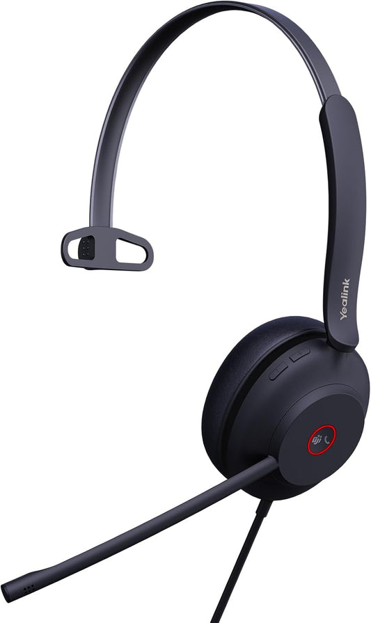 Yealink UH37 Professional USB Headset with Microphone for PC Laptop Noise Cancelling & Volume Control VoIP Skype Teams Online Conference(Mono)(USB-A) - PuriLite