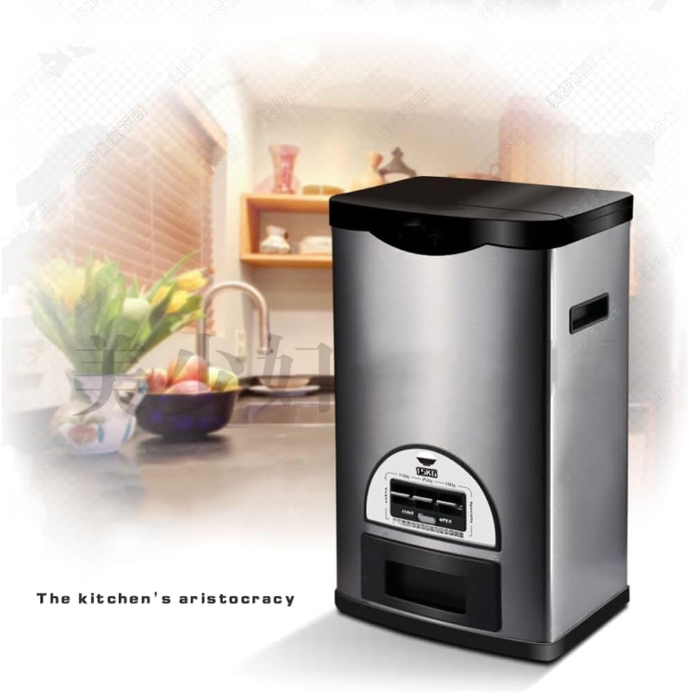 Rice Tank Rice Storage Rice Storage Container Stainless Steel 25/33/45/55/66LB Sealed Grain Rice Cabinet Rice Storage Bucket (Black 20kg)