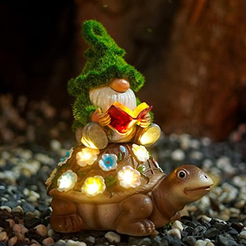 Nacome Solar Frog Riding Turtle for Garden Decor - Outdoor Statues for Patio,Yard,Balcony Ornament,Turtle Gifts for Women/Mom/Grandma,Mom's Best Gift