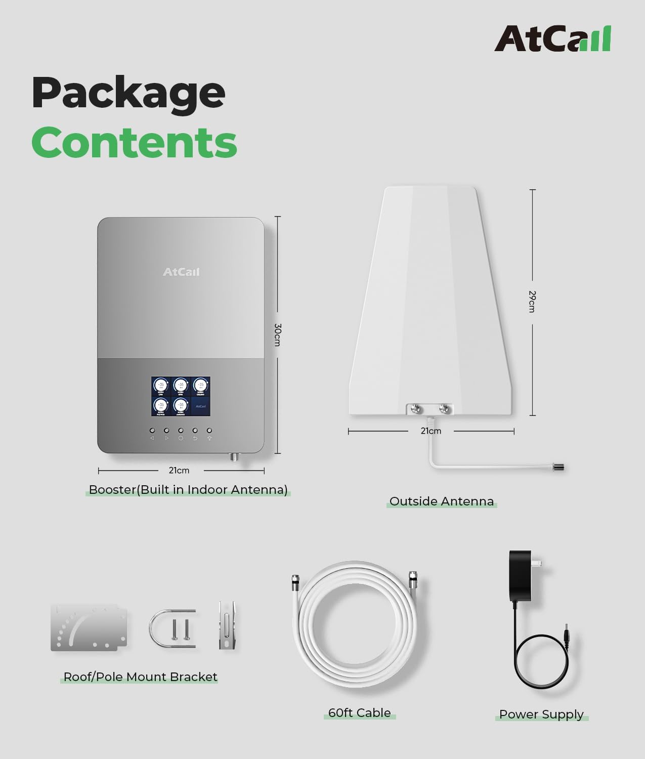 Atcall Cell Phone Booster for House, Up to 5,000 Sq Ft, Smart LCD Monitor, Band 12/17/13/5/2/25/4/66, 5G Compatible with All Canadian Carriers Rogers Bell TELUS, ISED Approved