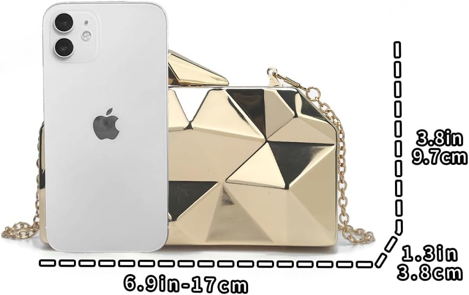 Clutch Purses for Women Lattice Pattern Metal Handbag Chain Geometric Evening Bag for Women