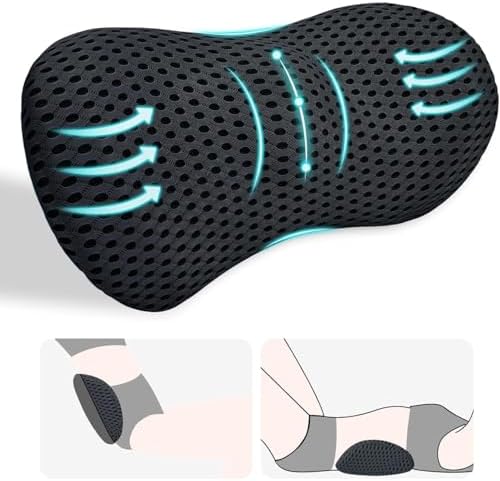 Lumbar Support Pillow for Lower Back Pain Relief – Ergonomic Streamline Memory Foam Cushion for Office Chair, Car Seat, Bed, and Sleeping – Ideal for Drivers and Office Workers (Black)