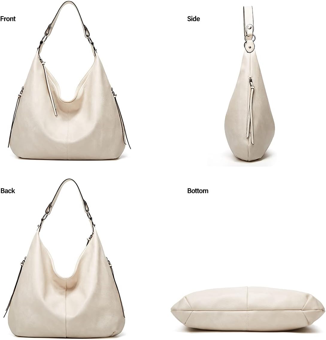 Ashioup Hobo Bags for Women Soft PU Leather Shoulder Bag Vintage Slouchy Handbag with Zipper - PuriLite