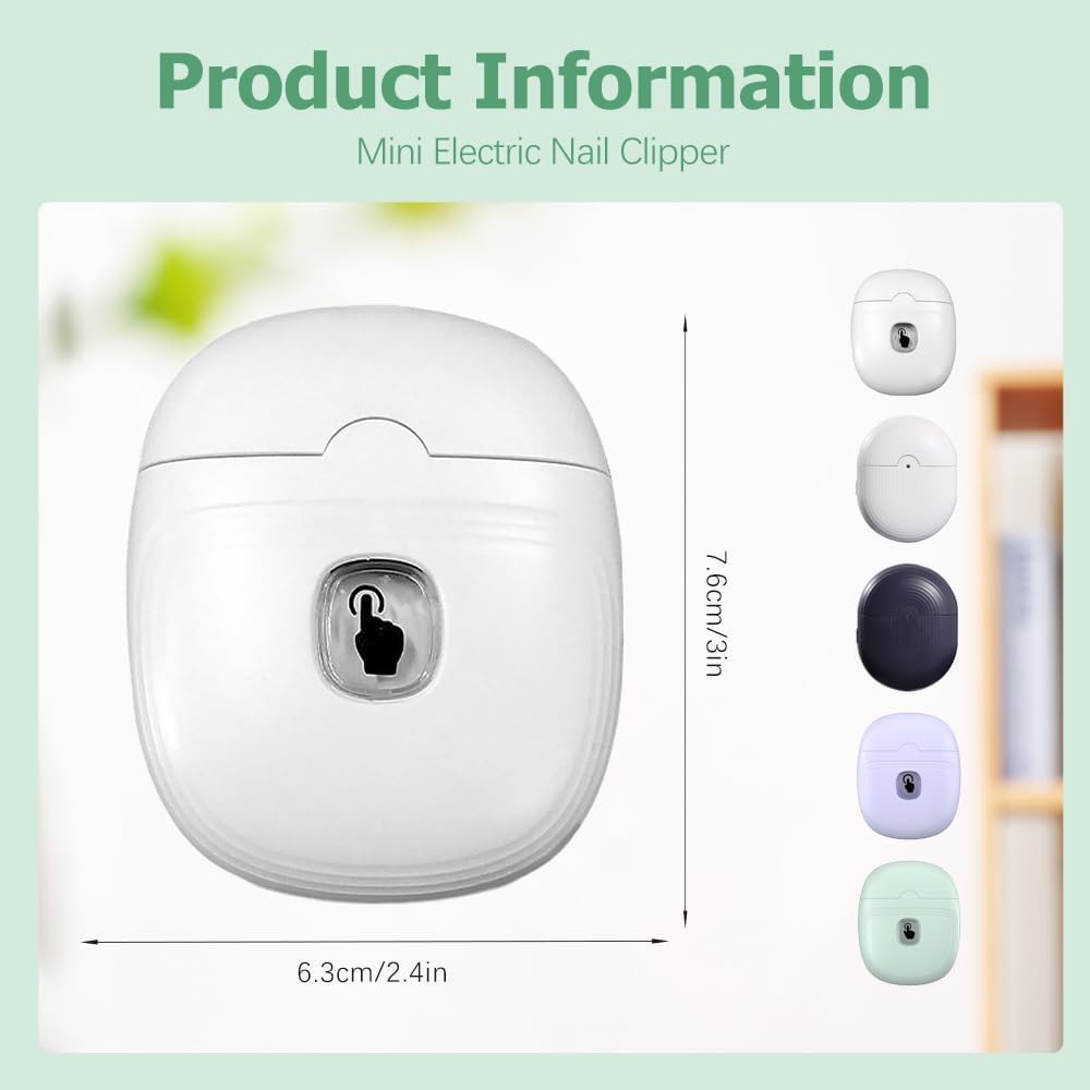 Electric Automatic Nail Clipper, 2025 New Electric Automatic Nail Clippers Trimmer with Led Light, USB Rechargeable Fingernail Clippers Fingernail Manicure Set for Seniors Baby Kids Adults (White)