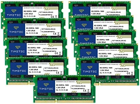 Timetec 16GB KIT(2x8GB) DDR3L / DDR3 1600MHz PC3L-12800 / PC3-12800 Non-ECC Unbuffered 1.35V / 1.5V CL11 2Rx8 Dual Rank 204 Pin SODIMM Laptop Notebook PC Computer Memory RAM Module Upgrade