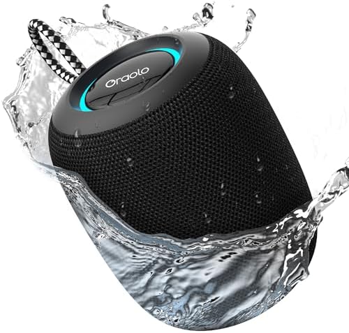 Oraolo Bluetooth Speaker, IPX7 Waterproof Portable Bluetooth Speaker with 16W Immersive Audio, 30H Playtime, LED Light, Bluetooth 5.3, Support TWS, Wireless Speakers for Outdoor Camping Home