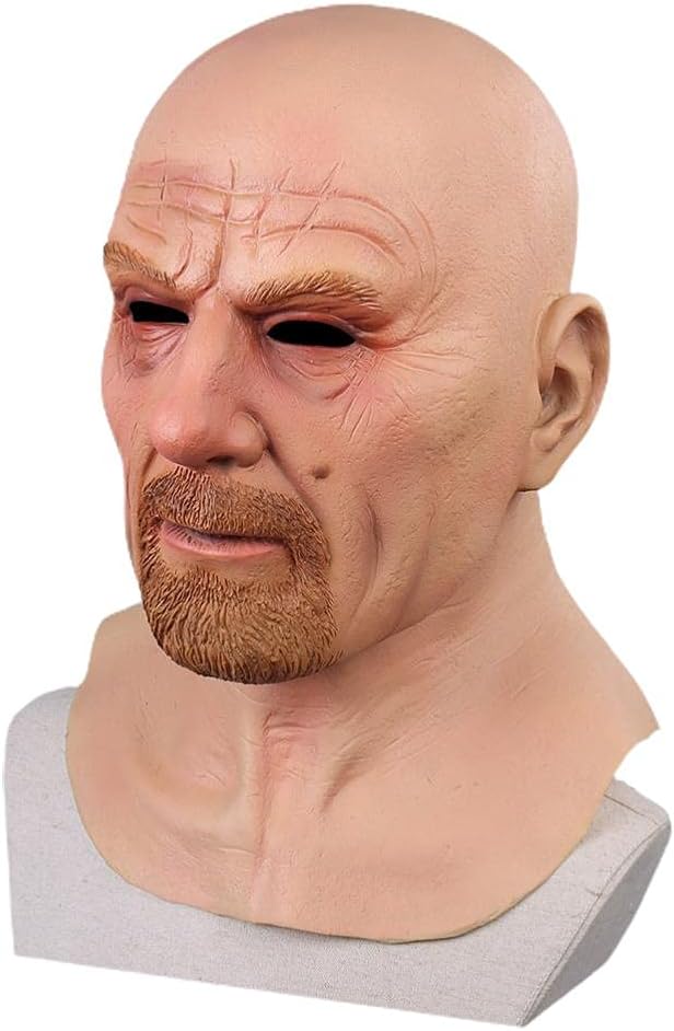 Old Man Face Cover Halloween Realistic Old Man Mask Halloween Latex Headwear Scary Halloween Cosplay Party Props