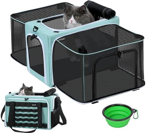 Approved Collapsible Cat Soft-Sided Carriers, Breathable Pet Carriers up to 5kg/12lbs, Portable Dog Carrier Great for Travel, Outdoor, Hiking, Camping(Gray)