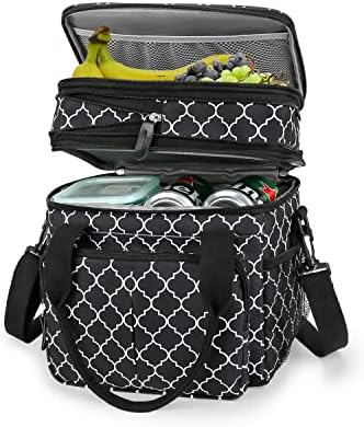 Lunch Bag Women Insulated Lunch Box for Work, Purple Expandable Large Lunch Bags, Leakproof Double Deck Lunch Box Cooler Bag(Purple)