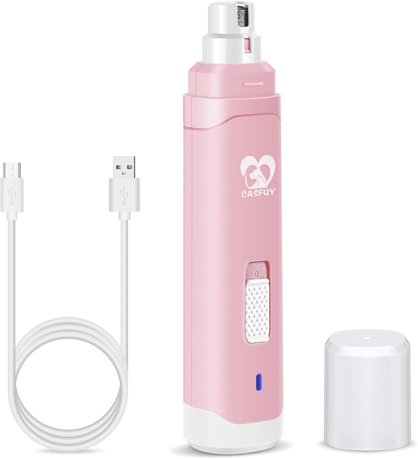 Casfuy Dog Nail Grinder Upgraded - Professional 2-Speed Electric Rechargeable Pet Nail Trimmer Painless Paws Grooming & Smoothing for Small Medium Large Dogs & Cats (White)