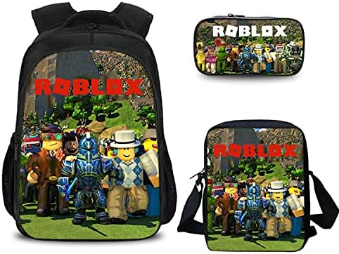 Roblox Backpack with Lunch Box Student Bookbag School Bag for Kids Boys Girls