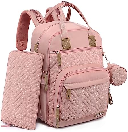 Diaper Bag Backpack, iniuniu Large Baby Bags with Diaper Pouch, Washable Changing Pad, Pacifier Case and Stroller Straps