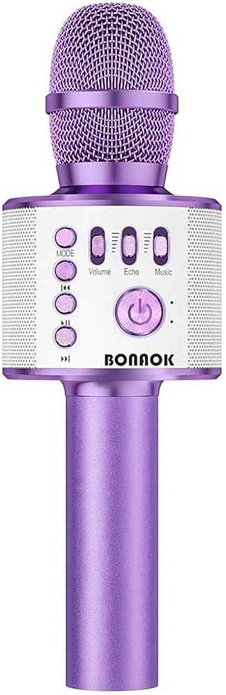 BONAOK Wireless Bluetooth Karaoke Microphone,3-in-1 Portable Instrument Wireless Microphone Mic Speaker Machine Home Party Birthday for All Smartphones(Black)