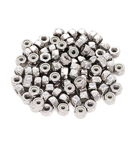 binifiMux 50pcs 1/4-20 Nylon Inserted Self Locking Nuts 304 Stainless Steel