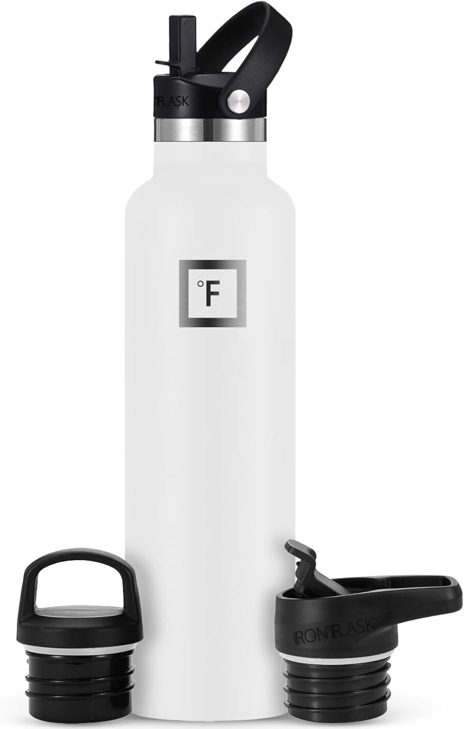 Camping & Hiking Hydration Canteens - 24oz 3 Lids (Narrow Straw/Spout Lid) Leak Proof Vacuum Insulated Stainless Steel - Hot & Cold Double Walled Sports Water Bottle