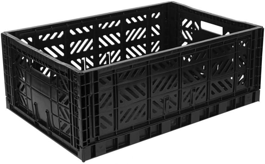 AYKASA Collapsible Storage Bins, Plastic Crate for Storage, Collapsible Crate, Utility Stackable Box (Small, Arctic blue)