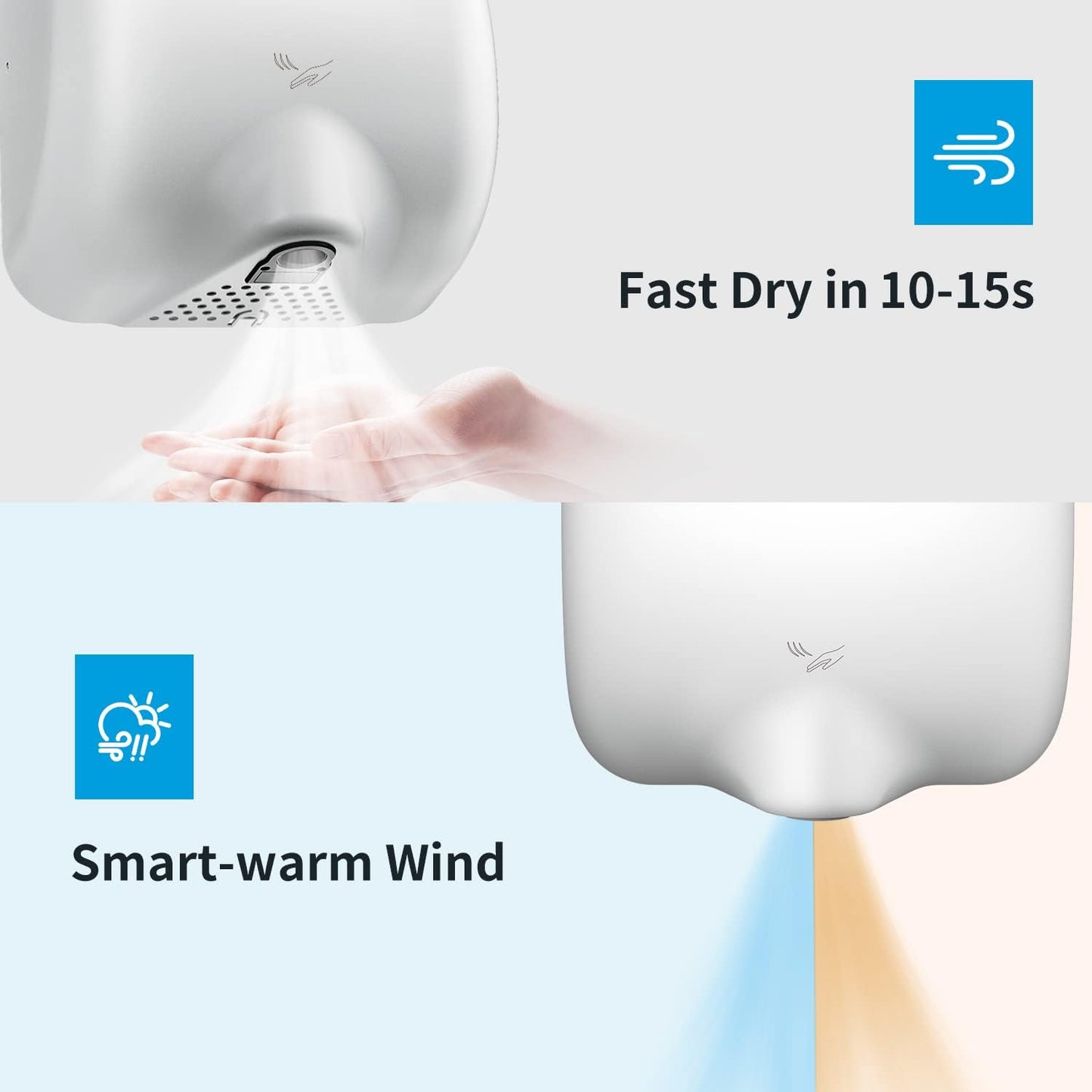 AIKE Surface Mounted High Speed Commercial Hand Dryer CUL Approved 120V 1500W, Brushed Stainless Steel Finish Model AK2800B