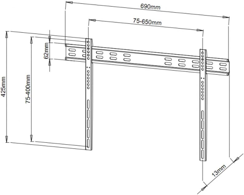 Techly Ultra Slim Fixed TV Wall Mount- 40-65in