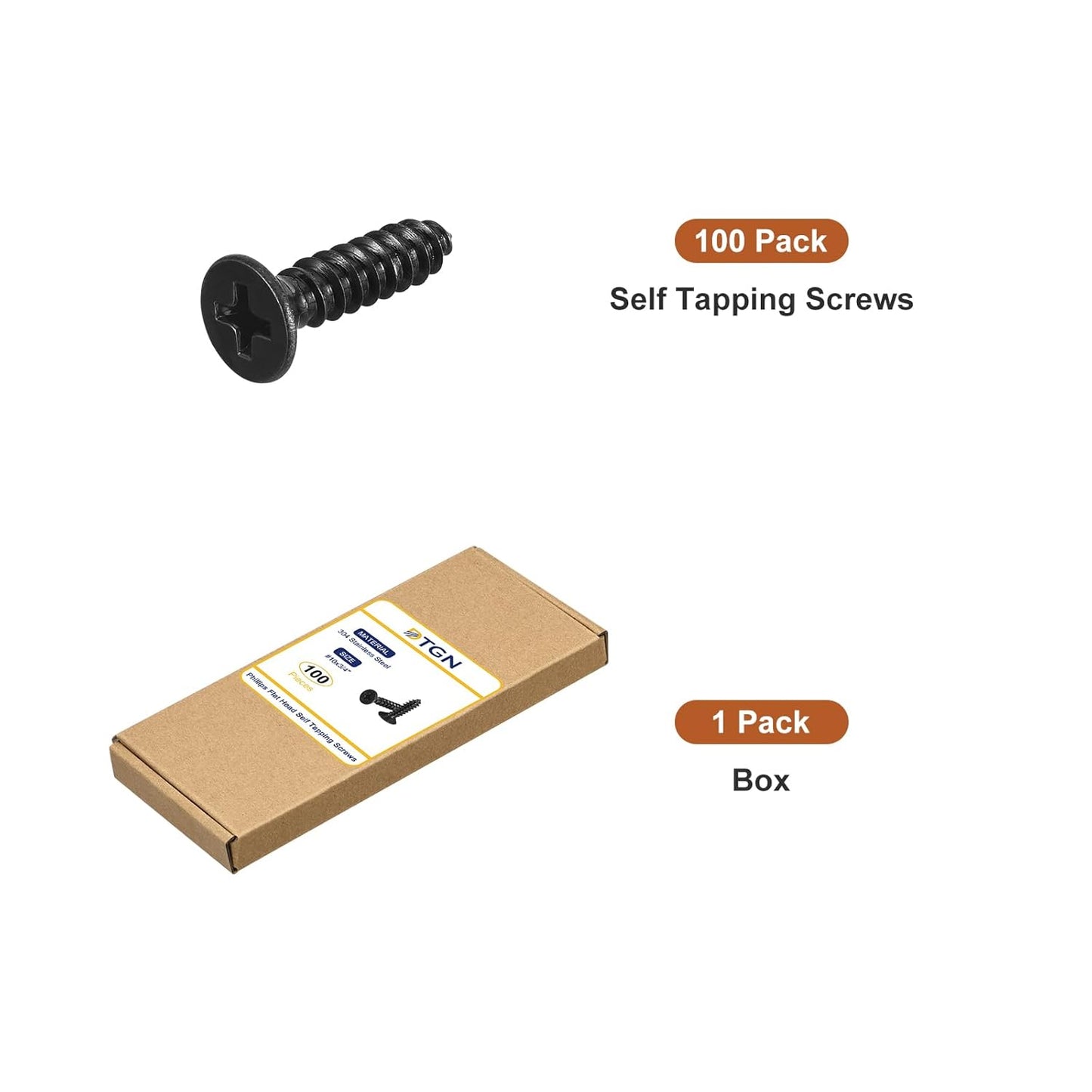 DTGN 100Pcs #8x1 Flat Head Wood Screws, 304 Stainless Steel Phillips Self Tapping Screws - Good for Woodworking, Furniture - Silver