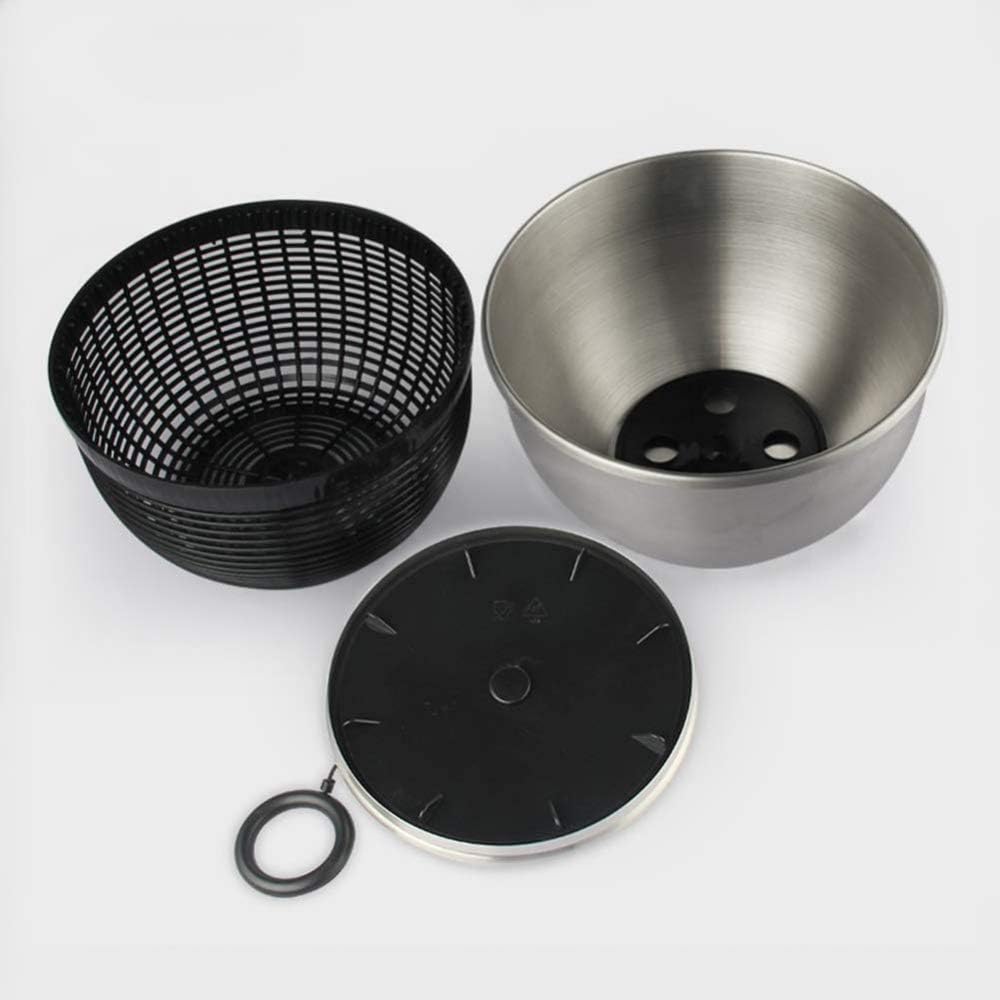 Salad Spinner Manual Large Capacity Fruit Vegetable Dryer, Ring Pull Type Multifunctional with Drain Sieve Quick Dry, Stainless Steel