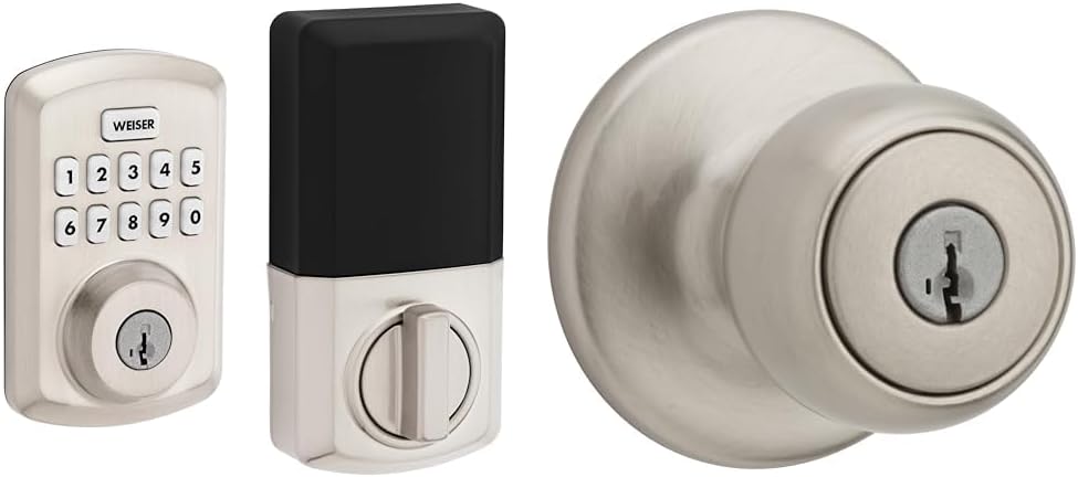 Weiser Powerbolt 3 Matte Black Keyless Entry Door Lock/Deadbolt Lock, 10-Button Keypad Door Lock with Auto Lock and 12-Month Battery Life, Electronic Door Locks for Front Door, Home Décor