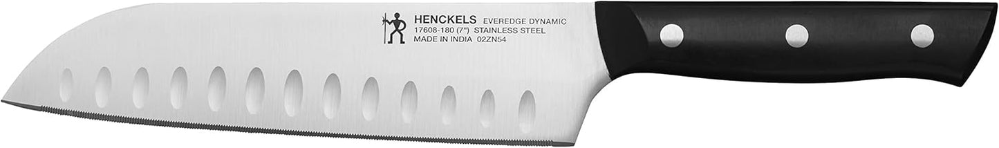 HENCKELS Everedge Dynamic 14 Piece Serrated Stainless Steel Knife Block Set - Professional Cutlery Set, Knives for Chopping, Slicing, Dicing & Cutting, Dishwasher Safe, Rubberwood in Brown