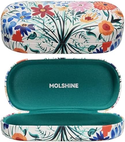 molshine Hard Shell Leather Sunglasses Case,Classic Large Glasses Case for Women Men,Sunglass Eyeglasses