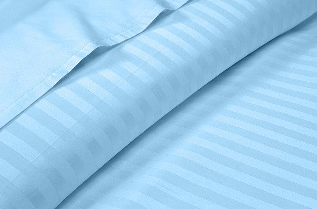 Linen Sheets 100% Egyptian Cotton- Twin-XL Sheet Set 4 Piece- 1000 Thread Count- Fits Upto 18" Deep Pocket- Long Staple Cotton Bedding, Sateen Weave-Light Blue Solid